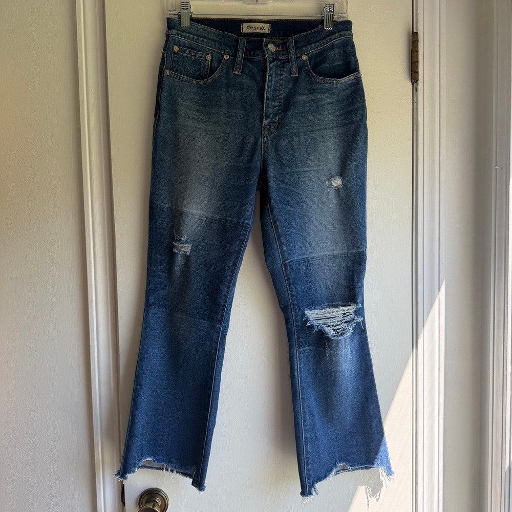 Madewell Cali Demi-Boot Distressed Raw Hem Jeans G7393 Blue 28